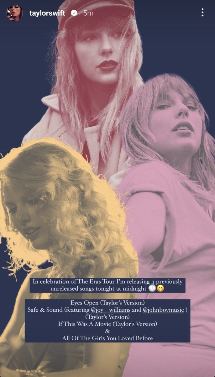 🚨| @TaylorSwift13 is releasing 4 new songs TONIGHT!