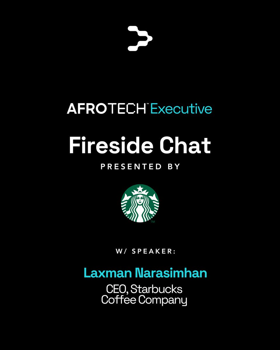 AfroTech's tweet photo. AfroTech Executive is heading to Seattle in✌🏾weeks!
Just Added! Join us on March 30th for a special fireside chat featuring Starbucks Coffee Company CEO Laxman Narasimhan ➡️ Get your ticket today 🔗 https://t.co/jJ0h4H0n7y #AFROTECHExecutive https://t.co/uecpTRuhr0