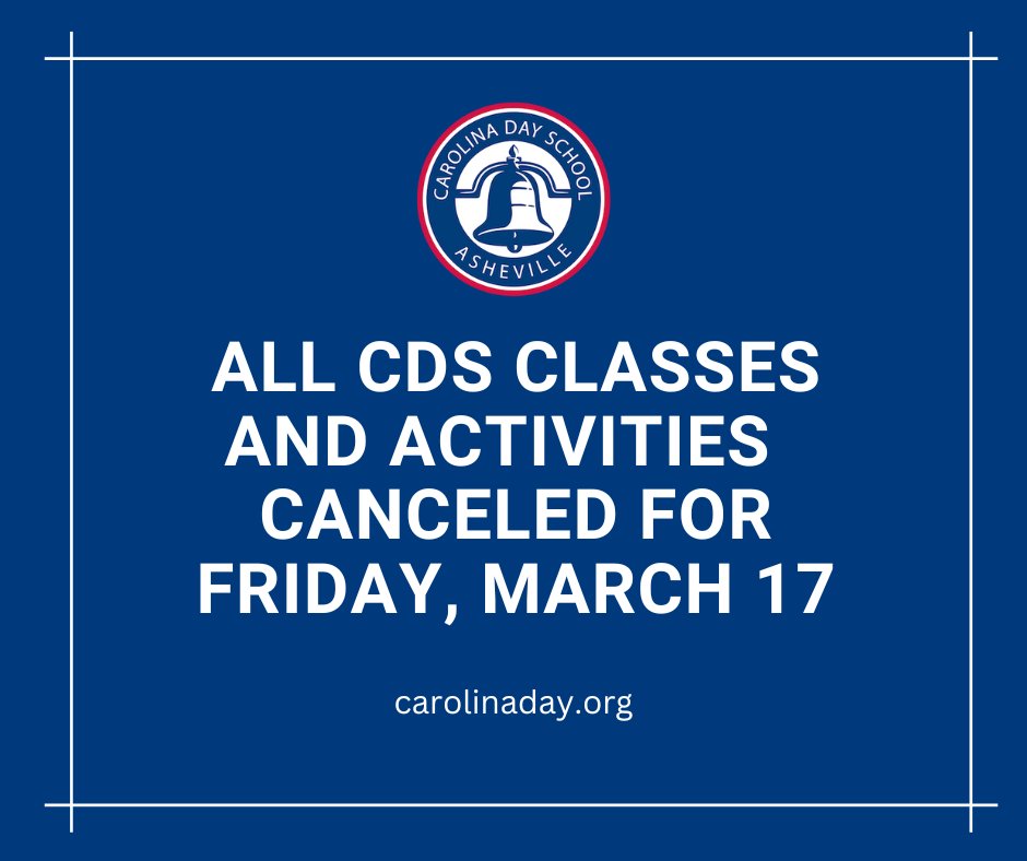 All classes, activities &amp; childcare at CDS will be canceled Friday, March 17, due to a recent surge in student &amp; staff illness. The focus for the long weekend will be to support rest and other wellness practices for a healthy community. More -&gt; bit.ly/3liaQFd