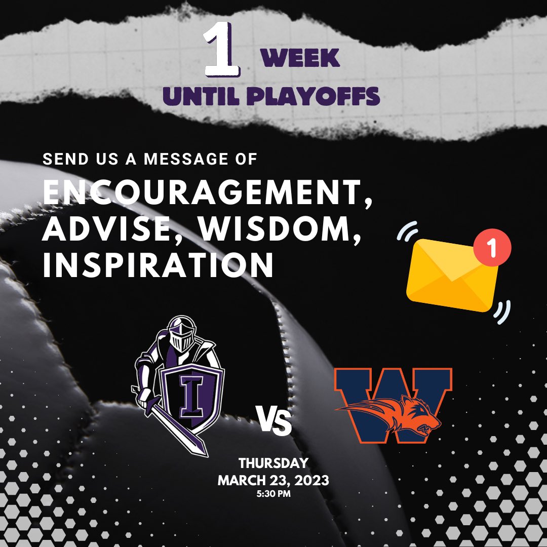 ihsknightsoccer's tweet photo. Send a message to either team or a player before our playoff games next week! https://t.co/49mCVbsBzw https://t.co/PWbhsy0ogP