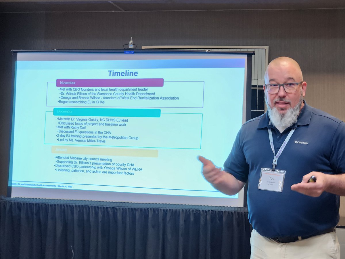 <a href="/enviRN/">ANHE</a> Nurse Fellow &amp;#PHN presenting about his project on integrating #EnvironmentalJustice into the #CommunityHealthAssesment  process for #NorthCarolina counties.
#WeAreNCPublicHealth
<a href="/NCPHA/">NCPHA</a> <a href="/ncphnursing/">NC Public Health Nursing Community</a>