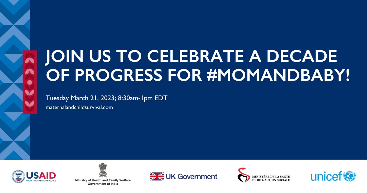 D4Iproject's tweet photo. 🗓️ Mark your calendars! Join @USAID @MoHFW_INDIA @sante_gouv_sn @UNICEF @FCDOGovUK  and the global community in reinvigorating momentum for #MomAndBaby around the globe 👉 https://t.co/3jXOF6LJT3 https://t.co/3APilSA6Ft