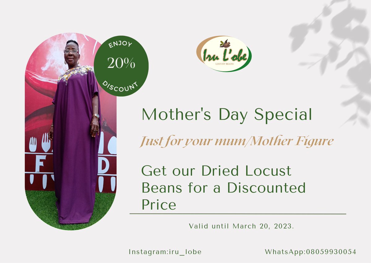iru_lobe's tweet photo. I know how it is important for our mothers to eat well and healthy and also they love home made food,  so you can either cook a sumptuous meal for them using one key ingredients; Iru or you can get them a pack ,two or more packs of our Dried Locust beans.

Send a DM.. https://t.co/hExgGi5Kme