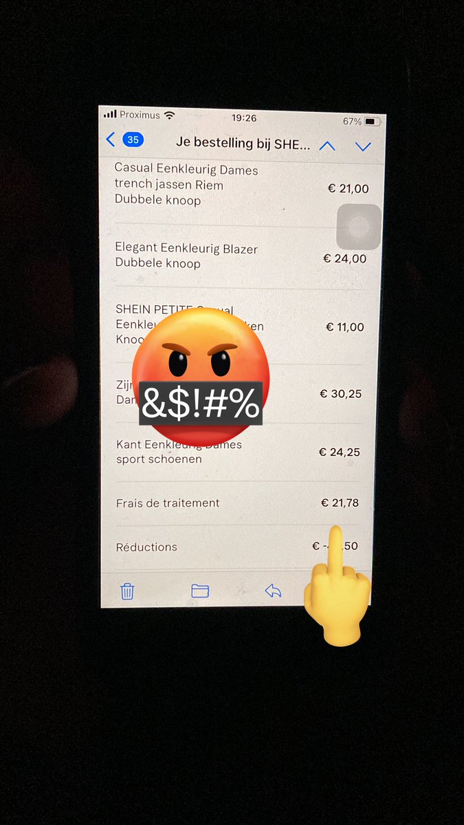 I have send my order back to <a href="/SHEIN_Official/">SHEIN</a> #Belgium.
And now they ask €21,78 handeling fee. Almost €22 for ordening nothing. #disgusting #NeverAgain #itisascam