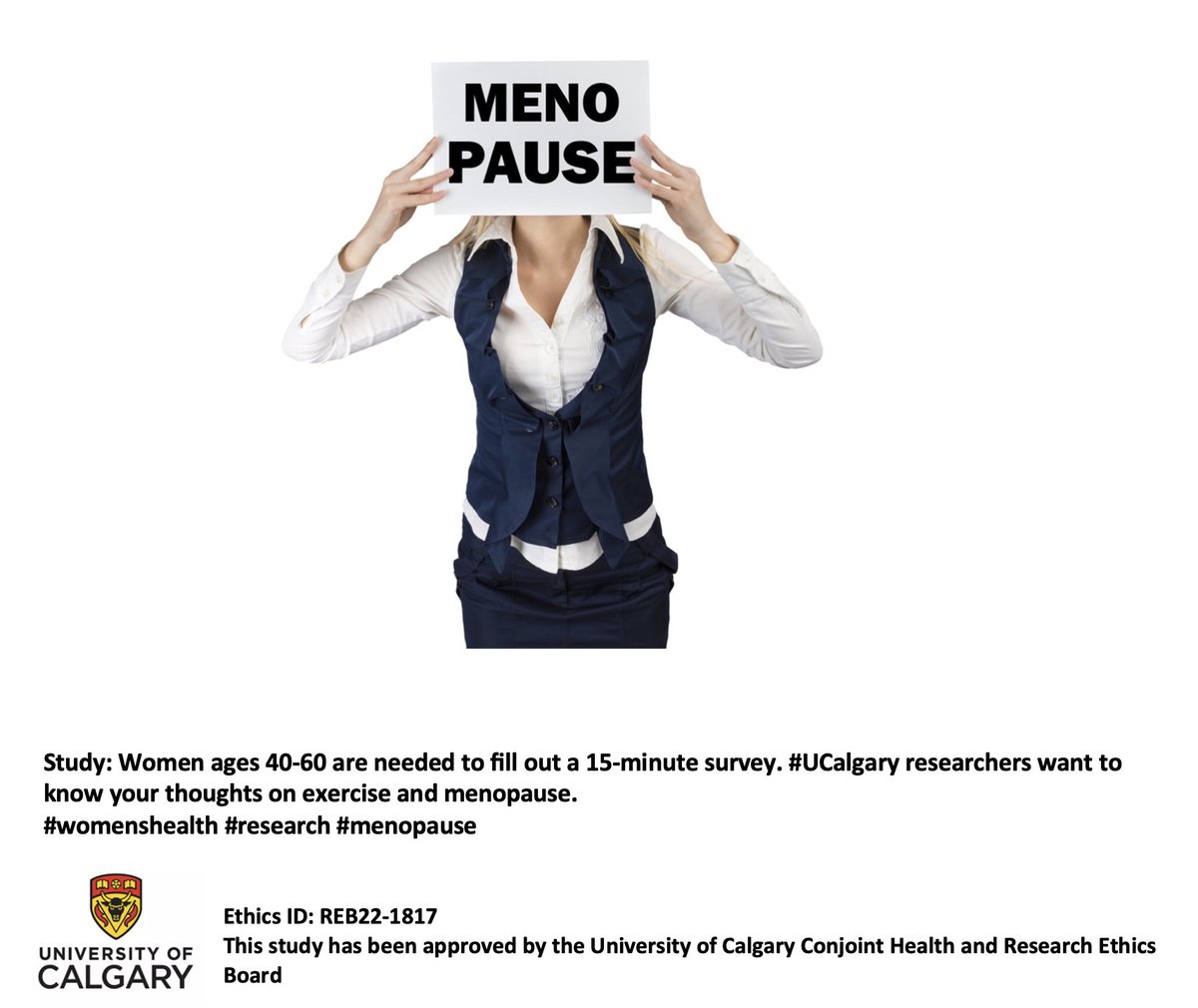 Leigh Gabel, PhD (@leighgabel) on Twitter photo Help us understand what women want! We're asking women age 40-60 years to complete a 15-min survey about your thoughts on exercise during menopause. Survey link 👇
survey.ucalgary.ca/jfe/form/SV_e5…
#womenshealth #research #menopause <a href="/uofcknes/">UCalgary Kinesiology</a> <a href="/McCaigInstitute/">McCaig Institute</a> Help us understand what women want! We're asking women age 40-60 years to complete a 15-min survey about your thoughts on exercise during menopause. Survey link 👇
survey.ucalgary.ca/jfe/form/SV_e5…
#womenshealth #research #menopause <a href="/uofcknes/">UCalgary Kinesiology</a> <a href="/McCaigInstitute/">McCaig Institute</a>