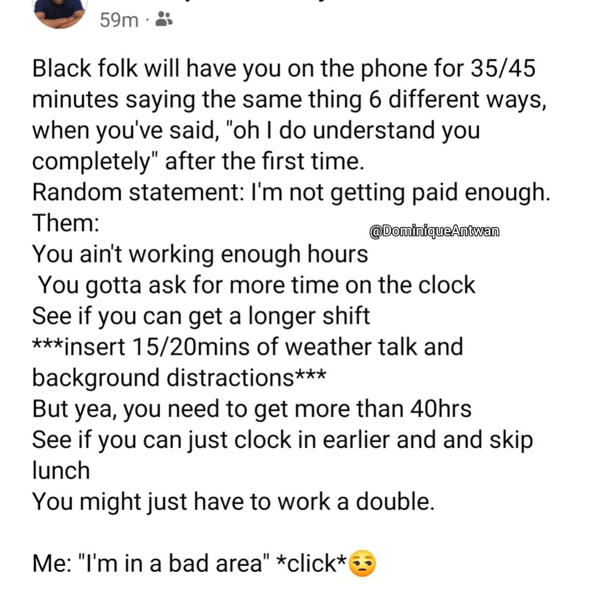 DominiqueAntwan's tweet photo. Black ppl just enjoy the art of talking 😂🤦🏾‍♂️ @blacktwiterthrd #BlackTwitter https://t.co/HsDWbw0kLn