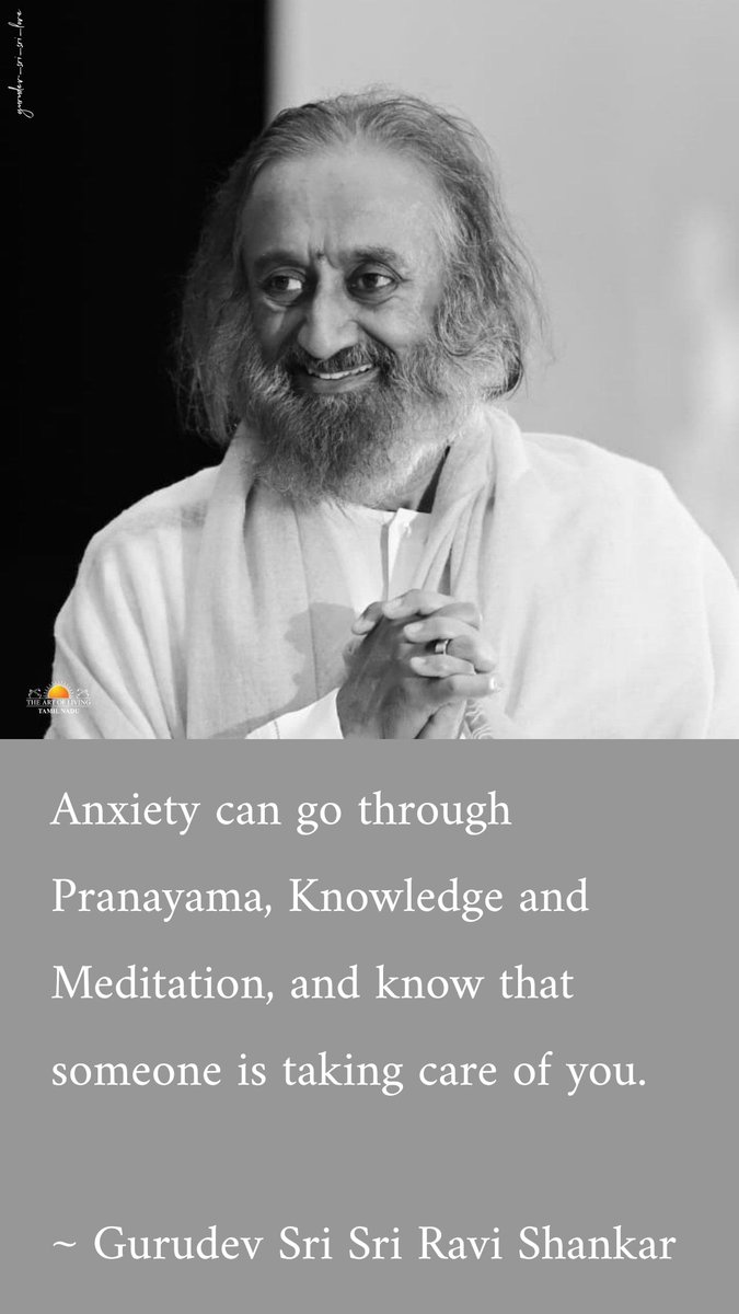 asunil2001's tweet photo. Anxiety can go (away) through Pranayama, Knowledge and Meditation, and know that someone is taking care of you.

~ Gurudev @SriSri Ravi Shankar ji 

If you wish to Learn Meditation from me - you can join this WhatsApp Community (Admin Only can see you no)
https://t.co/r15O8PdWRC https://t.co/JC6KeqwvNW