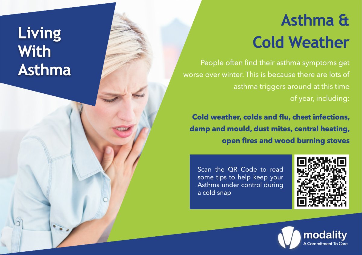 ModalityEastSur's tweet image. Patients with Asthma can experience worse symptoms during the colder months. Visit asthmaandlung.org.uk/conditions/ast… to read some top tips to help keep your Asthma under control during cold weather.
#asthma #asthmacontrol #coldweather #healthadvice