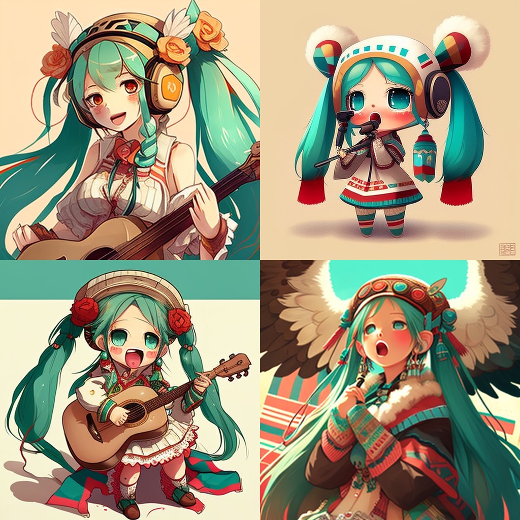 mabelyayoi's tweet photo. Playing with #MidjourneyAI making #HatsuneMiku Peruvian style 

#Peru https://t.co/O6Clpo1LEW