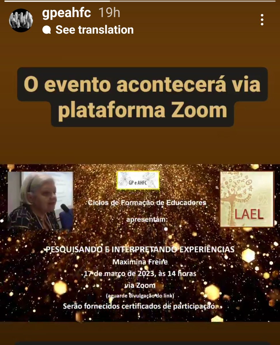 Ciclos de Formação de Educadores apresentam:

Pesquisando e Interpretando Experiências

com a Profa. Maximina Freire. Dia 17/03 às 14h.

Envie seu contato por mensagem direta e enviamos o link do evento.

Imperdível! 

#laelpucsp

#gpeahfc
