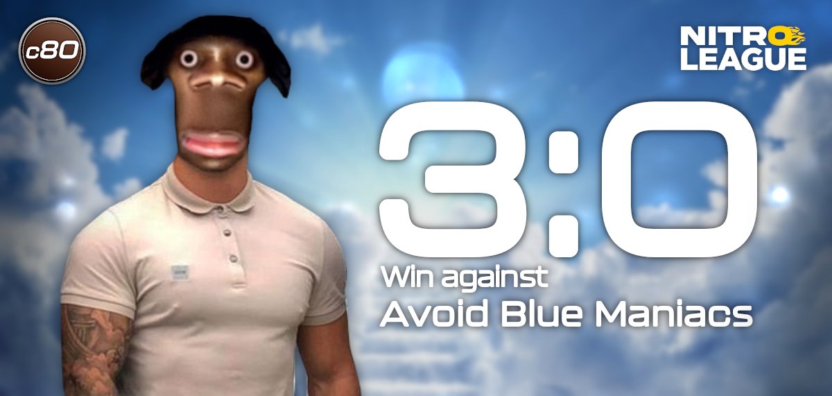 c80 gewinnt 3:0 gegen <a href="/AvoidEsportsDE/">AVOID</a> Blue Maniacs. So nämlich 🫲🗿🫱

Danke für den 10/10 cast <a href="/DavideKant/">DavideKant</a> <a href="/Mr_SquiddyRL/">Mr. Squiddy</a> 😎🫴
#c80ontop <a href="/NitroLeagueRL/">Nitro League Legacy</a>