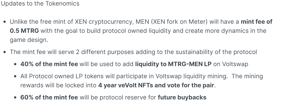 Meter_IO's tweet photo. ⚡️The #MENCrypto Special Sale sold out almost right away! 🚀
$MEN, a @XEN_Crypto fork on #Meter Network w/ significantly modified tokenomics, features protocol-owned liquidity & long-term sustainability.
🌐Mint: https://t.co/9aNEvRFBB2
📚Tutorial: https://t.co/XT7Mp2CRf1
$MTRG https://t.co/bx7kkXRawF