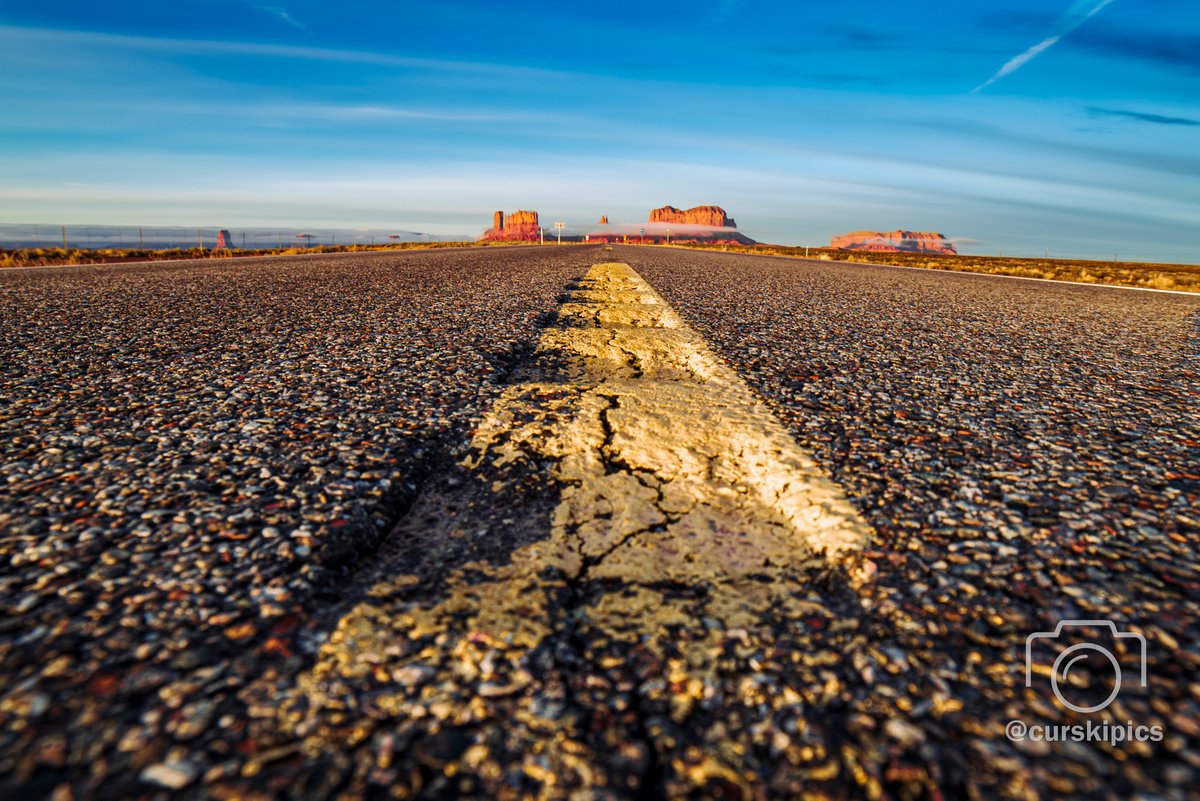 I do love Middle Of The Road pictures.  How about on a famous road?

Forest Gump Point - US Highway 163 in Utah - Monument Valley at Sunrise

#middleoftheroad #forestgumppoint #monumentvalley #utah #mexicanhat #desert #redrocks #highway163 #ushighway163 #nature #road #pentax