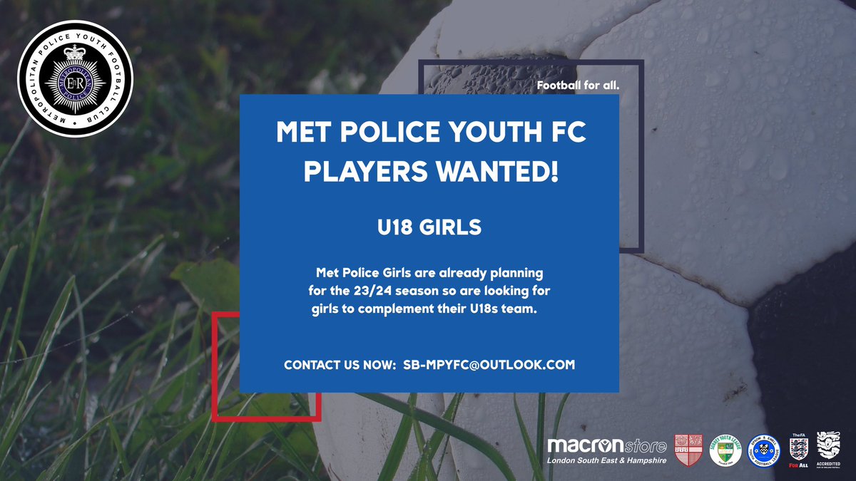 MPYFC's tweet photo. 🔹MPYFC Players Wanted🔹
__
 
MPYFC are looking for girls to complement their U18s team next season (years 12 &amp; 13 in September)⚽️
__

Our home ground is Imber Court, Molesey.  Matches are played on Sundays and training is on Wednesday evening.
__

sb-mpyfc@outlook.com📧 https://t.co/kx87EqGP61