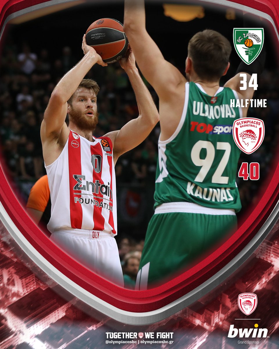 Halftime🏀 Zalgiris - #OlympiacosBC 34-40 (20') #WeAreOlympiacos #TogetherWeFight #EveryGameMatters #ZALOLY