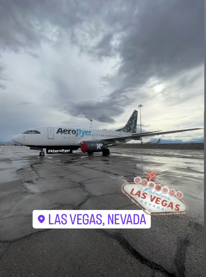 kfaeroflyer's tweet photo. Aeroflyer makes its first charter into the US! Viva Las Vegas 🎉

#KFAeroflyer #CharterAirline #B737 https://t.co/vxP3A6O38j