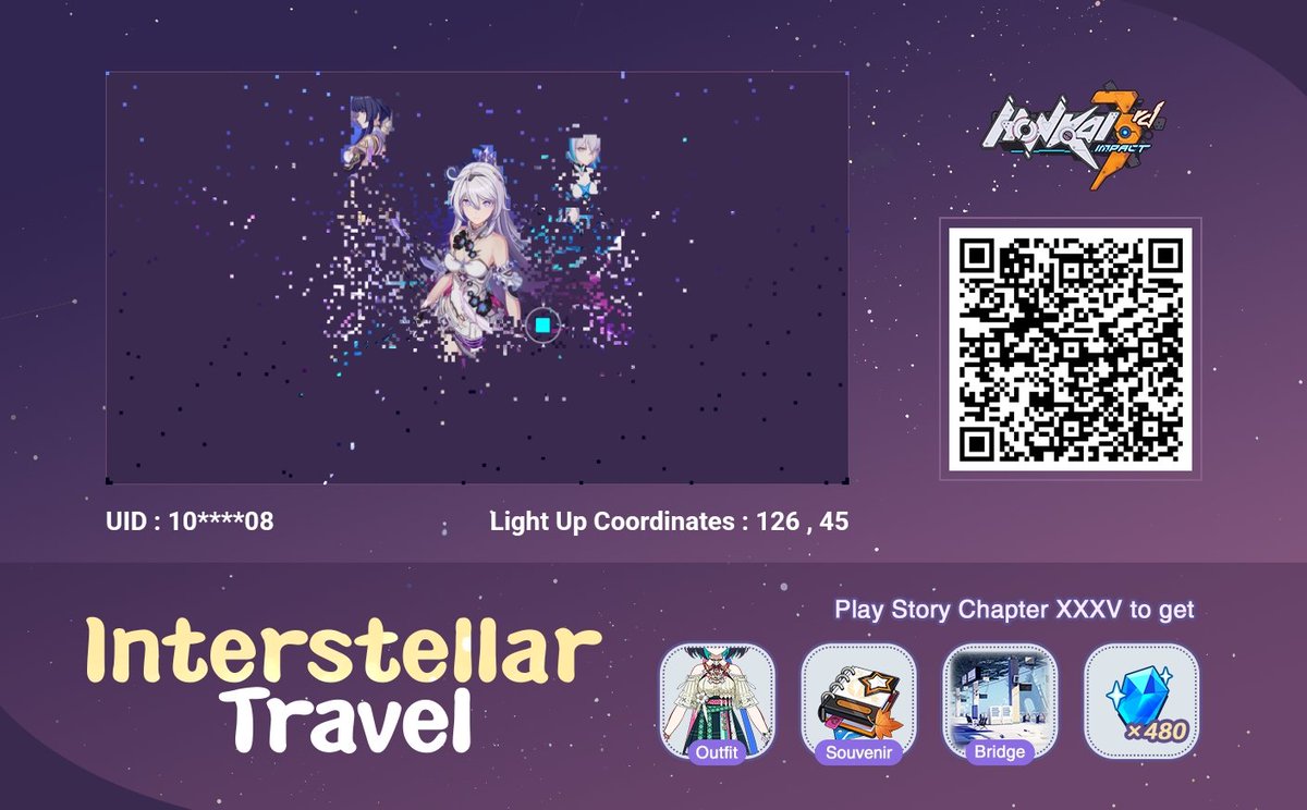 Roderic38872977's tweet photo. Honkai Impact 3rd web event Interstellar Travel is now available. Light up your coordinates to leave our collective memories behind. https://t.co/feSdKnSdUN