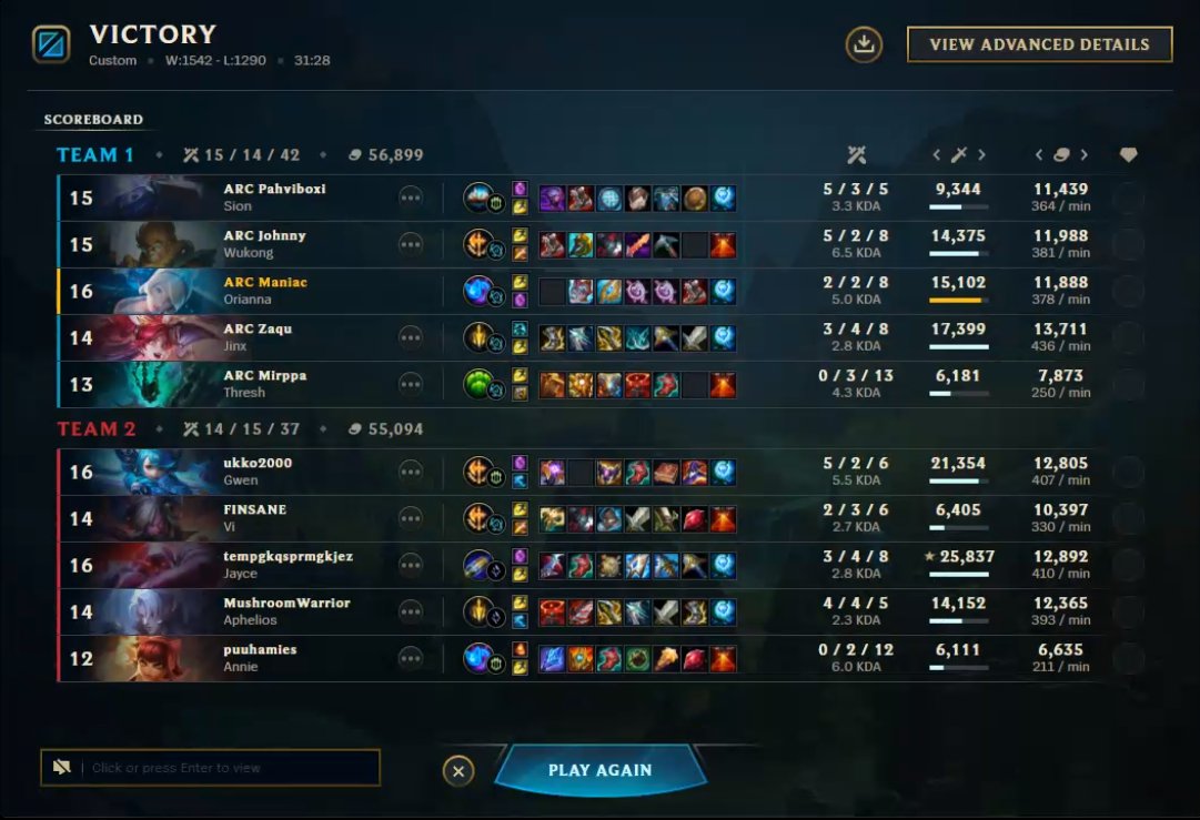 Game 1 won vs <a href="/SICesportsFI/">SIC esports</a> 
Insane Baron steal by <a href="/_JohnnyJJ/">Jonne Janhunen</a>