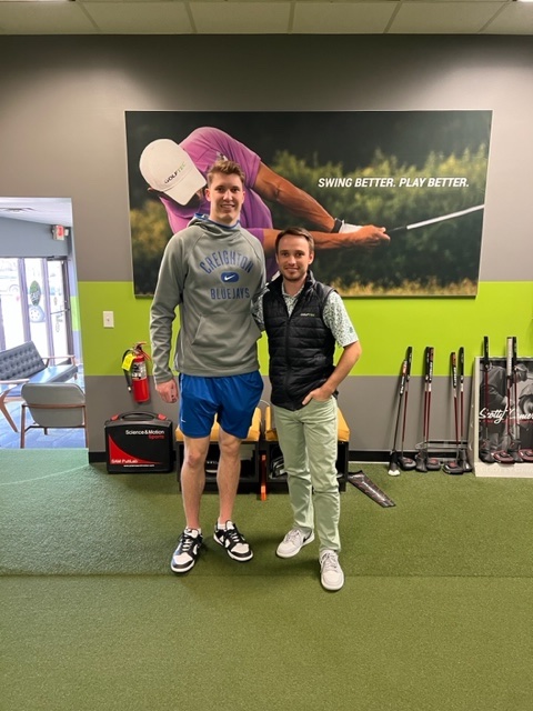 GOLFTEC's tweet photo. The madness is underway, and March is also sale time at GOLFTEC! Recently, Baylor Scheierman from Creighton University stopped in for a club fitting at GOLFTEC Omaha. Good luck to Scheierman and @BluejayMBB in this year's tournament! #MarchMadness #Improvement https://t.co/Iy1zqk6z29