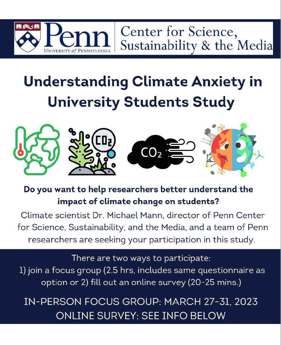 Are you a @Penn student between the ages of 18-25? Check out this study that @PennCSSM is conducting. Please email us at sas-ees-pcssm@sas.upenn.edu for access to the online survey or to sign up for the focus group. #penncssm #pcssm #upenn #penn