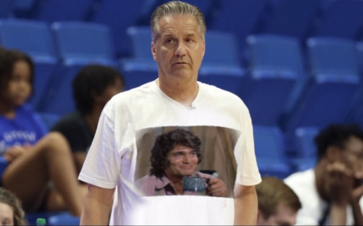 baylor_al's tweet photo. Coach Cal fresh out the film room and looking game ready in Greensboro.

#GoCats #MarchMadness https://t.co/y0pFtAh6eL