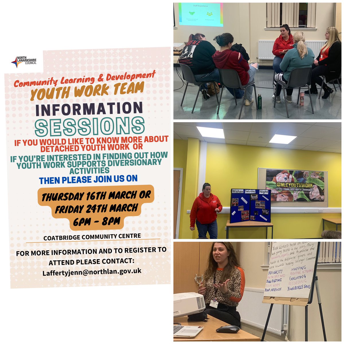 Some great information sharing and conversational at the first information session. Get in touch if you would like to find out more about being a youth worker in North Lanarkshire <a href="/NLCYouthwork/">NLCYouthwork</a> <a href="/nlcpeople/">NorthLanCouncil</a> @ActiveNLSpDev <a href="/YouthLinkScot/">YouthLink Scotland</a>