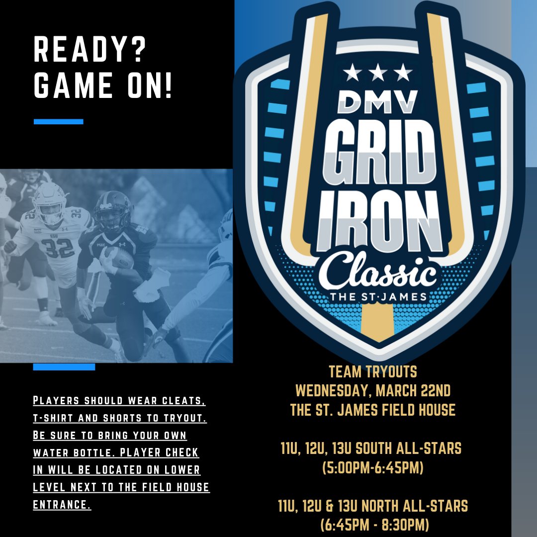 ICYMI: Youth 🏈is back <a href="/TheStJames/">The St. James</a>! Tryouts for the #GridIronClassic continue on March 22 for players, ages 10-13. For more details and how to register, visit tsjfootball.leagueapps.com/events/3740055…