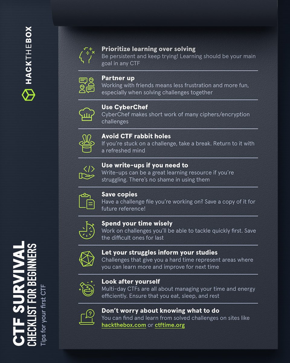 hackthebox_eu's tweet photo. Beginners gather up 🗣️
It's brutal out there, but we got you covered. Here's all you need to know as a newbie before joining a #CTF!

➡️ Read the full guide here: https://t.co/YC1d0hWmYb
➡️ Since you're now ready for battle, join #CyberApocalypse23: https://t.co/N7MtRok5lv https://t.co/KCdjVEd9y5