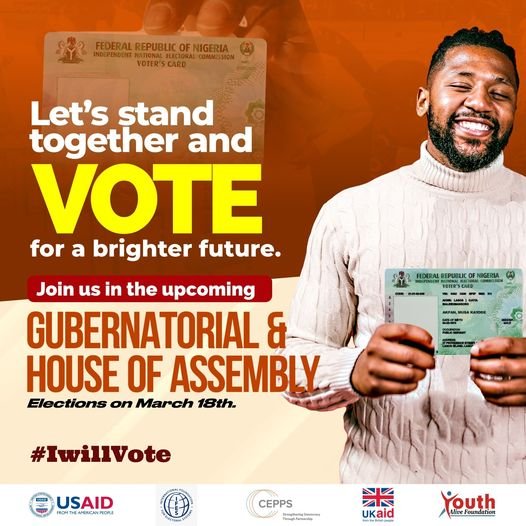 TheYAFafrica's tweet photo. Let's do it again !!!
Let's stand together and vote for a brighter future.⏩🌱

#IWillVote #March18th
@IFESNigeria https://t.co/3crHeLDjrN