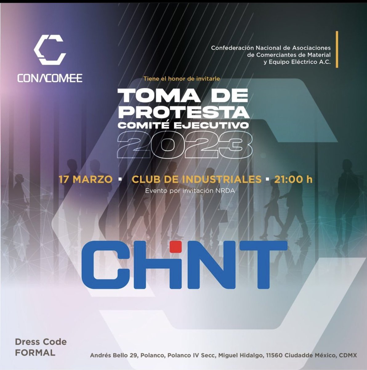 Este 17 de Marzo nos vemos a las 9:00 pm en el Club Industriales.  ¡Prepárense para el gran show sorpresa!  #ConoceElPoderDeChint #ChintMexico <a href="/CONACOMEEAC/">CONACOMEE</a>