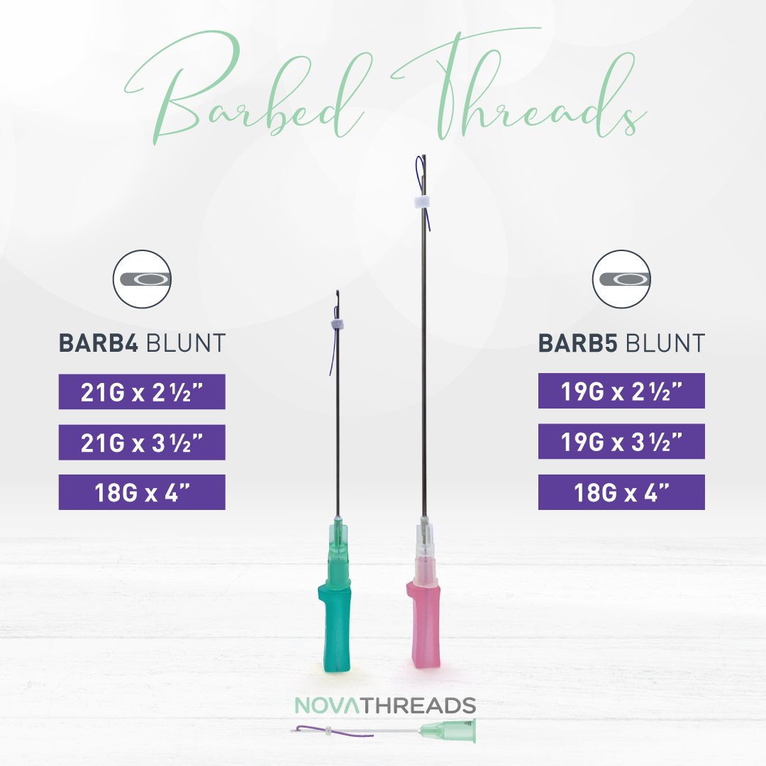 NovaThreads's tweet image. Barbed PDO Threads: Designed for Superior Strength &amp;amp; Durability! 💪

Barbed Sizes 👀

Barb4 Blunt:
21G x 2 1/2
21G x 3 1/2
18G x 4

Barb5 Blunt:
19G x 2 1/2
19G x 3 1/2
18G x 4

Shop 👉 novathreads.us or Call 📞+1 (570) 550-0700
#novathreads #pdothreads #barbedthreads