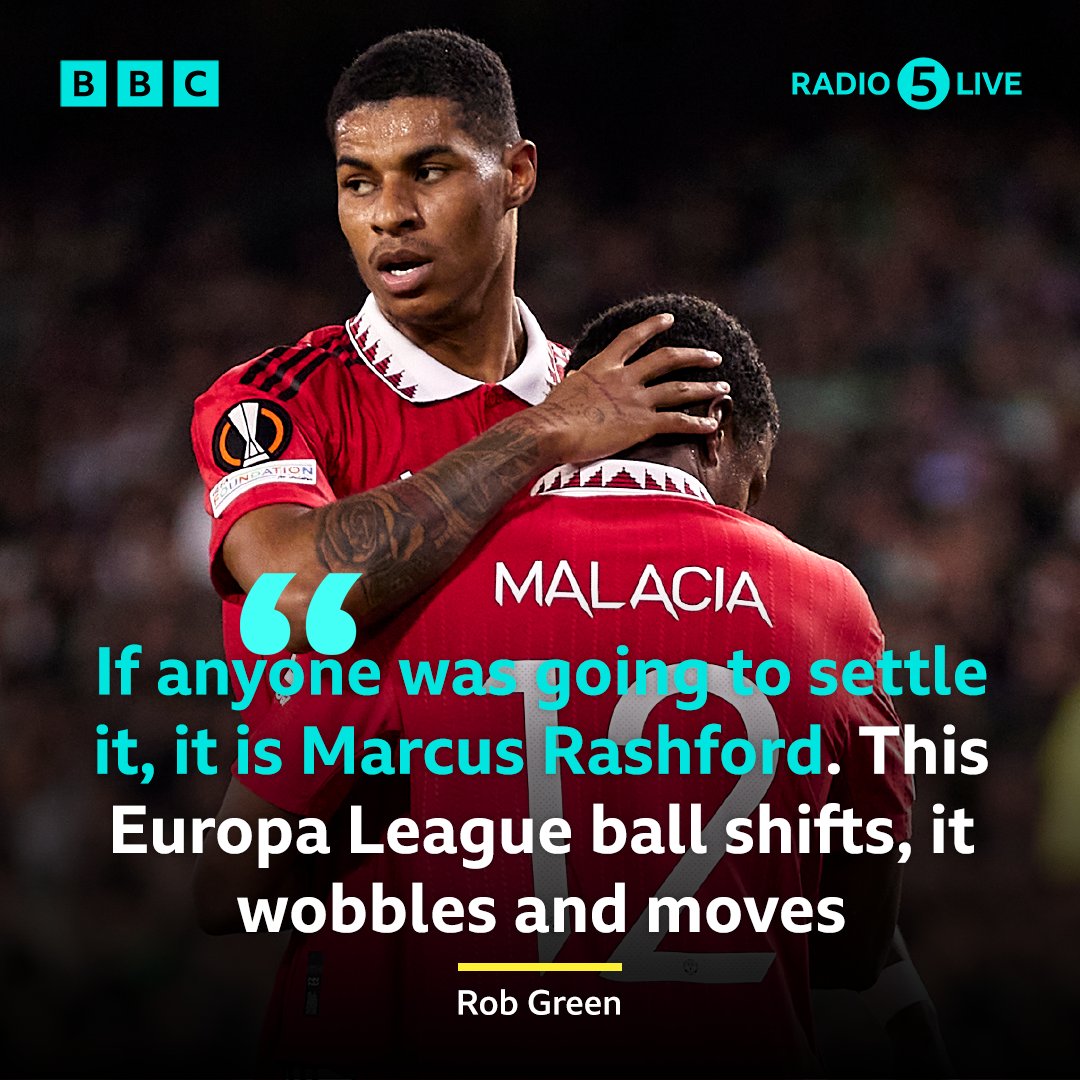 5liveSport's tweet photo. "Rashford puts his foot through it and the goalkeeper thinks it is coming right to him but it swerves into the corner" - @Robert1Green
⚽️ 27 goals in 43 games for Rashford this season!
🟢 #RealBetis 0-1 #MUFC 👹
#BBCFootball #RBBMUN #UEL