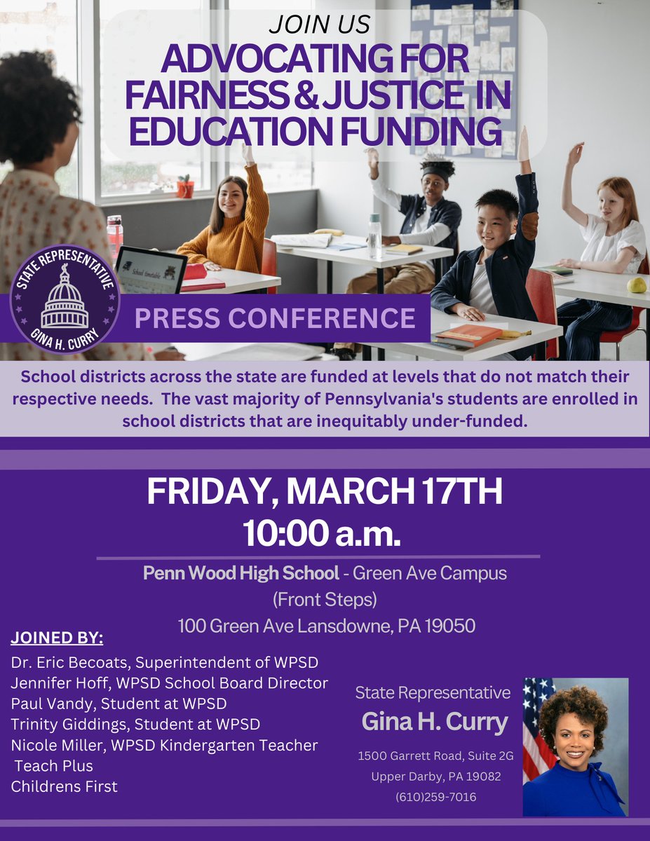 Rep. Gina H. Curry on Twitter "Join me on the front steps of Penn Wood