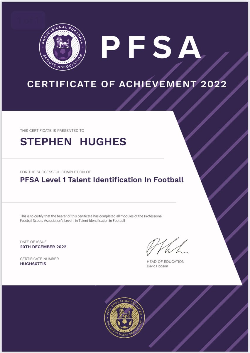 SteHughes76's tweet image. ⚽️ Level 1 #PFSA player, technical &amp;amp; talent ID scouting courses done 👌 

Really good courses would highly recommend 👍

#talentID #scouting #footballanalysis