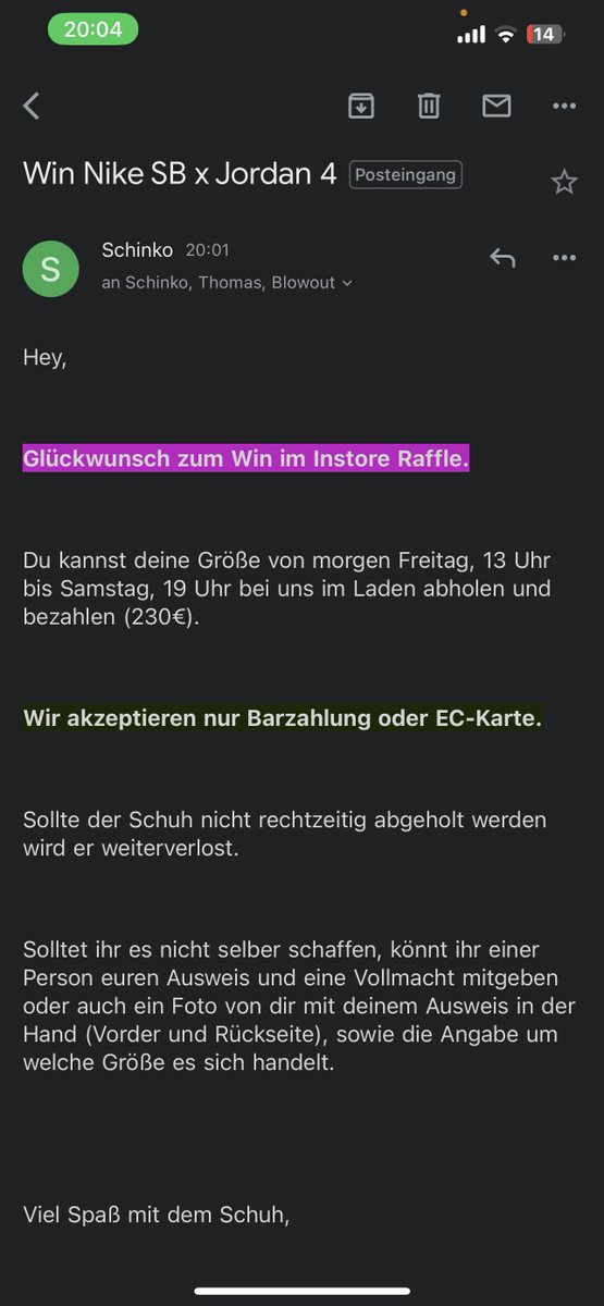 Success by a Member | Cook soles with your mates! #Solemates #solem8s #success #sneakerheads #german #cookgroup