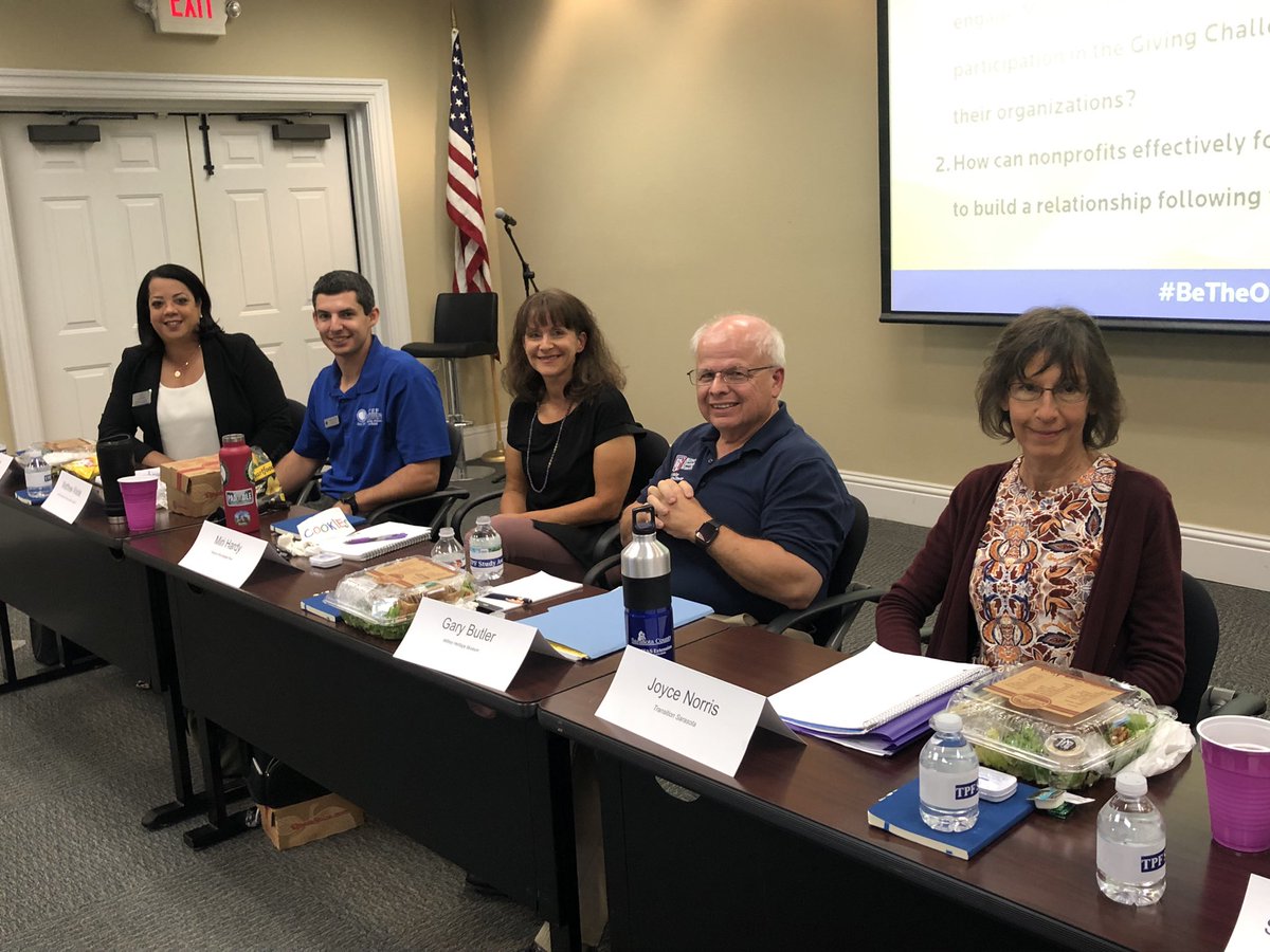 DonnaPuhalovich's tweet photo. Engaging conversations between #TPFStudyAway and @BGCofCCFL @transitionsrq @CefManasota @MilitaryHerita1 today at @CFSarasota! The students from @IUPhilanthropy learned about cultivating donors and leveraging opportunities @ThePattersonFdn https://t.co/4NFnoUvFyA