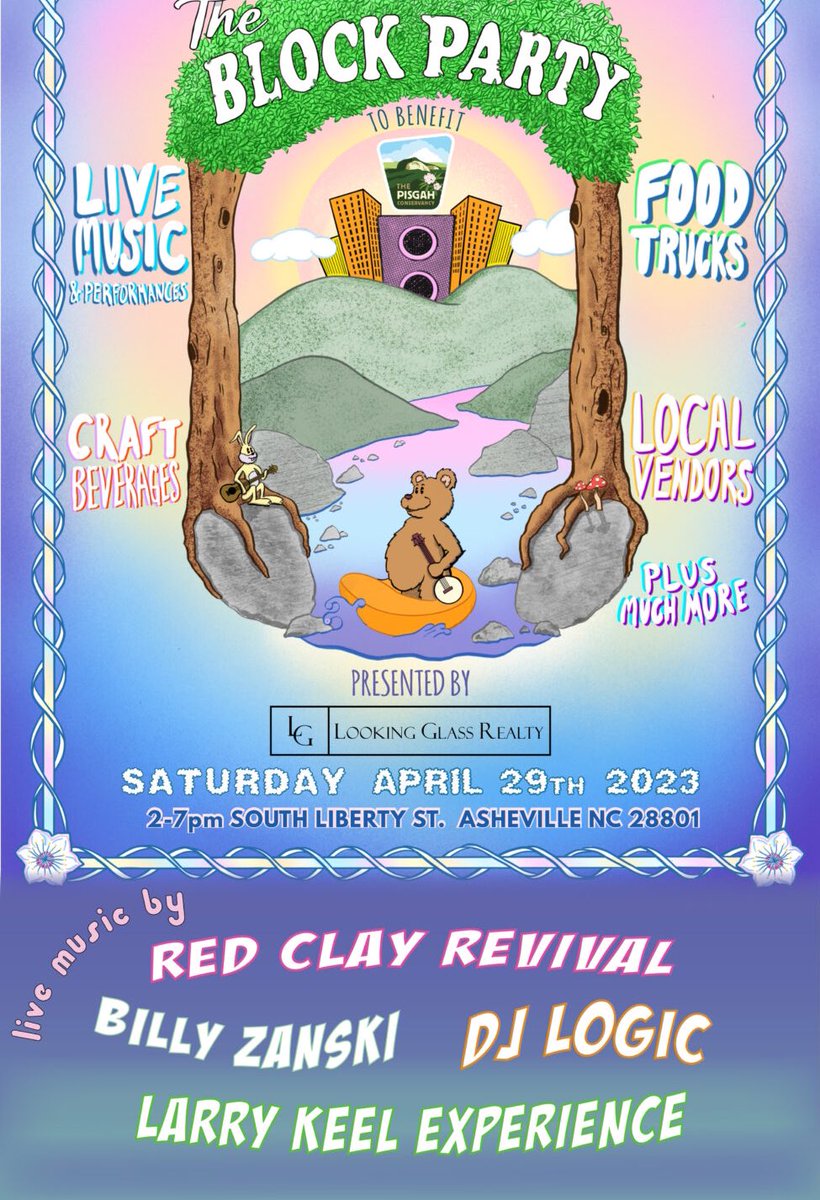 LeonLavell's tweet photo. #asheville friends and family and regional #bluegrass lovers come out for our second annual block party on April 29th! Kid friendly! Vendors! Live tunes from our friends @LarryKeel and @redclayrevival and @projectlogic https://t.co/Lw3RQOPZ5E