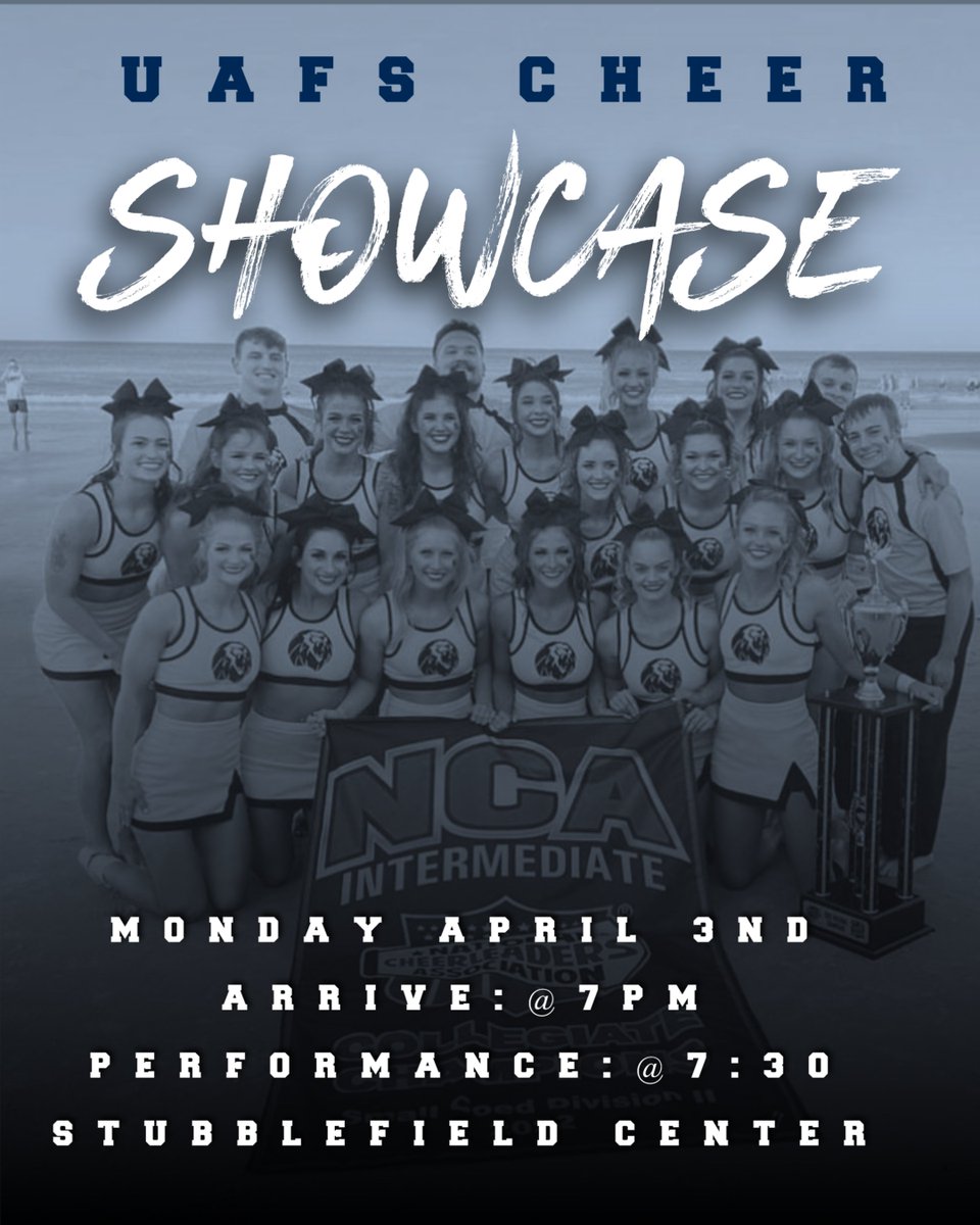 Come out and show your support!! We are excited to perform our routine we will be competing with at NCA College Nationals!  See you at the stubb!!