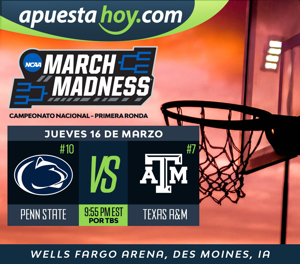 Los Penn State Nittany Lions enfrentan a los Texas A&M Aggies en la primera ronda de la llave de campeonato nacional.

Para más pronósticos ➡️ ow.ly/vYef50Nikli

#collegebasketball #ApuestaHoy #basketball #CollegeHoopsToday #marchmadnessbracket #OnlineCasino #MarchMadness