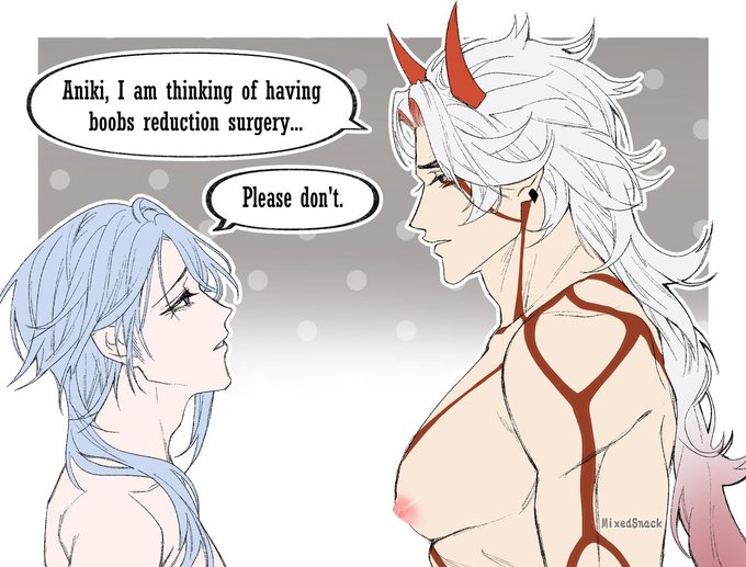 "But it's so jiggly and you keep fondling it non stop whenever you had the chance! I'll combust at this rate!!!" #Ayaitto #genshinimpactfanart https://t.co/GsW2EDnMAP 
