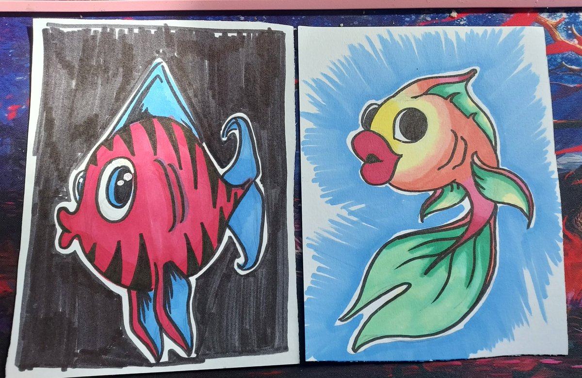 Jueniper_'s tweet photo. Feeling a little tradional yesterday, just making some fishy art 🎨

#art #traditionalart #fish #vtuber #commissionsopen #Doodles https://t.co/p4PmIPuk6C