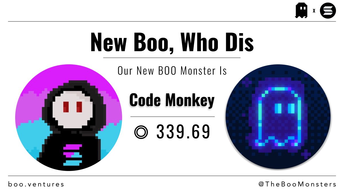 BOO (@theboomonsters) on Twitter photo 👻 #049 BOO
The Aqua BOO Monster auction is over!
Welcome <a href="/SOLCodeMonkey/">Code Monkey</a> to our boo familia, we're excited to have you join our #web3 venture 💙 👻 #049 BOO
The Aqua BOO Monster auction is over!
Welcome <a href="/SOLCodeMonkey/">Code Monkey</a> to our boo familia, we're excited to have you join our #web3 venture 💙