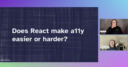 dequesystems's tweet photo. Does React make #a11y easier or harder? Join @backwardok's talk happening live right at #axecon

https://t.co/3iCFaD5pjp https://t.co/RZtDSelM20