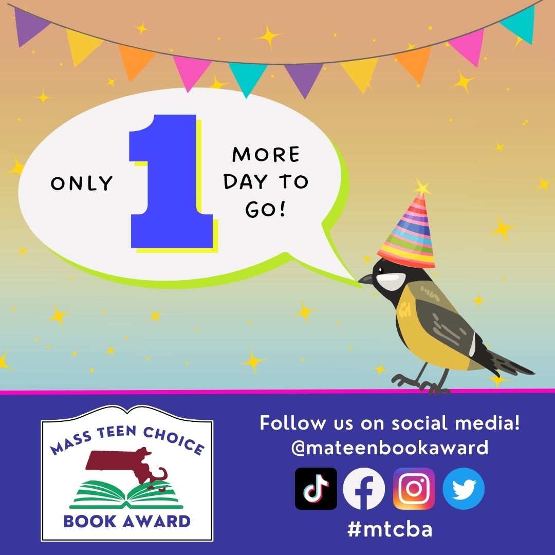 Get ready! The 2023 Mass Teen Choice Book Awards list of nominees will be announced TOMORROW!

Make sure to follow us for updates and check back tomorrow afternoon to find out which titles made the list!

#MTCBA #ireadya #massteenchoicebookawards #yabooks #teenreads