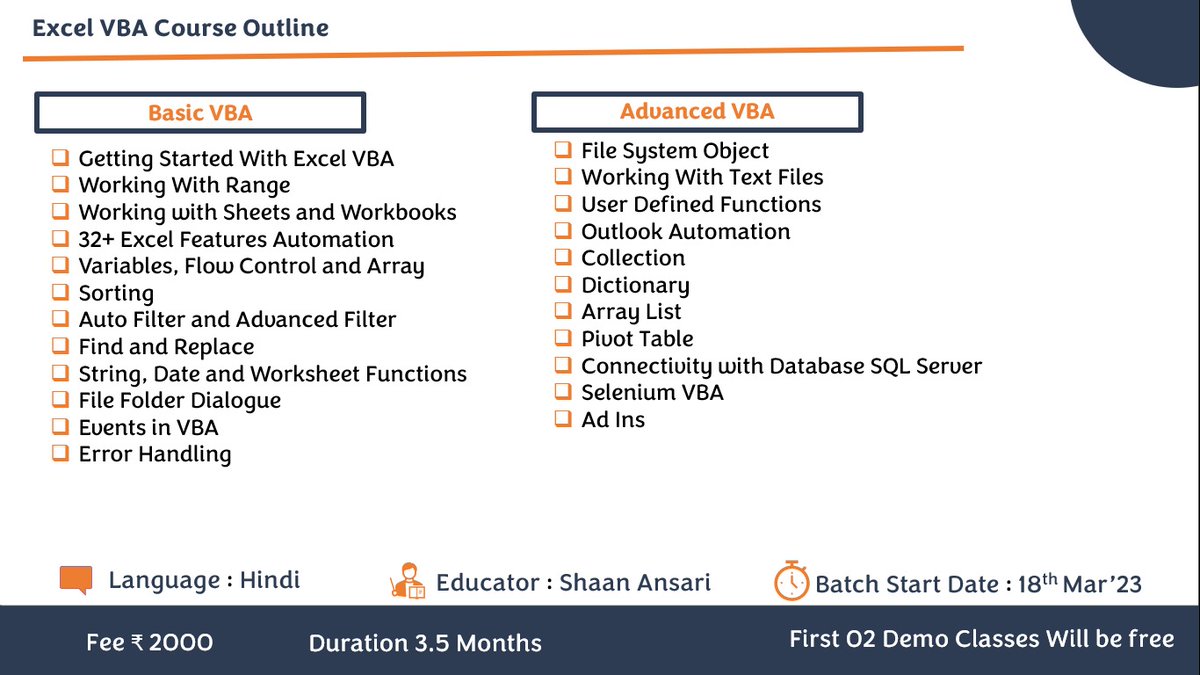 AutomationFever's tweet image. We are going to start our new VBA batch from 25th March, if you are interested please enroll now with below link-docs.google.com/forms/d/e/1FAI…
automationfever.com