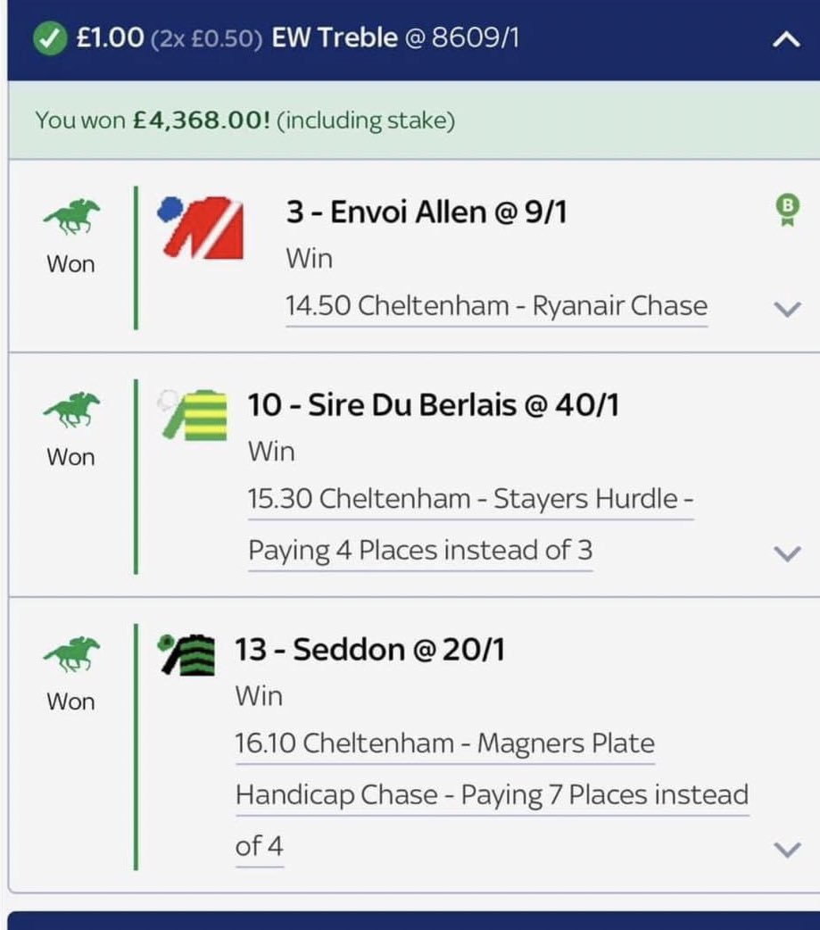 myracingtips's tweet photo. What a bet 👏 https://t.co/JYmUh5tRrc