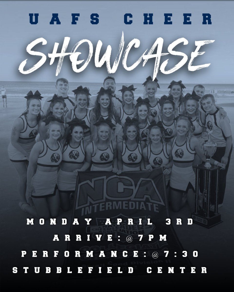 Come out and show your support!! We are excited to perform our routine we will be competing with at NCA College Nationals! See you at the stubb!!