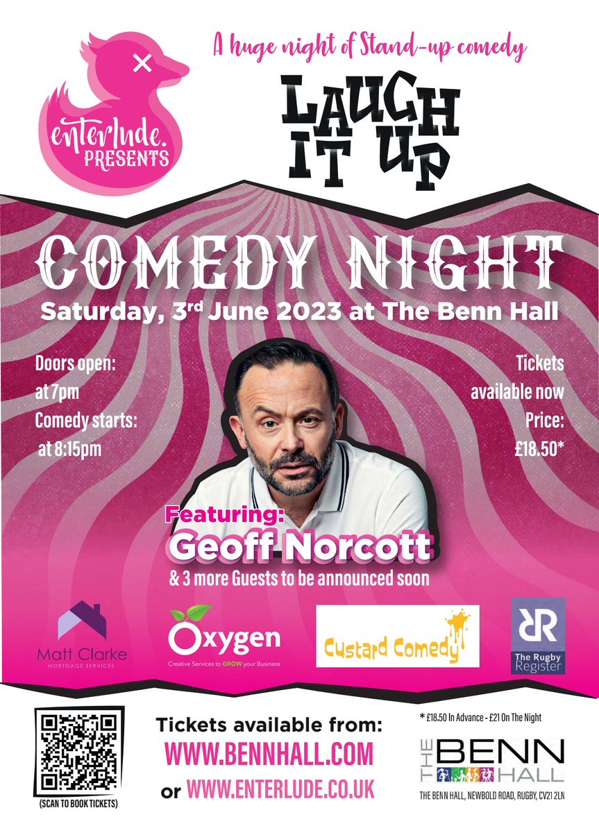 *TICKETS NOW AVAILABLE* 
LAUGH IT UP Headlined by  <a href="/GeoffNorcott/">Geoff Norcott</a> plus guests live at  @BENNHallRugby 
 Sat June 3rd
DO NOT MISS OUT CLICK LINK FOR TICKETS NOW!
uk.patronbase.com/_BennHall/Prod…

Or sign up to enterlude.co.uk 
to be kept updated 

#laughitup #geoffnorcott #bennhall