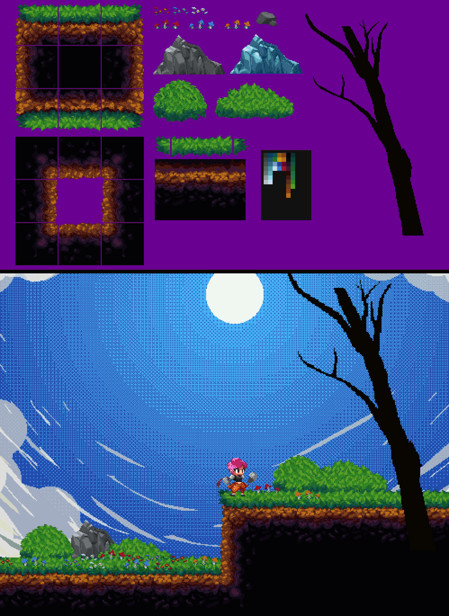 DgmkPixy's tweet photo. @NerkinPixel Me encanta la idea! Espero no llegar tarde.
Me llamo David y he hecho el arte de dos juegos y de varios proyectos personales: spritesheets, tiles, animaciones, vfx...
Soy programador y me gustaría desarrollar mi carrera como Technical Artist enfocado a este rollito pixelart 😁 https://t.co/XemEq0cd6x