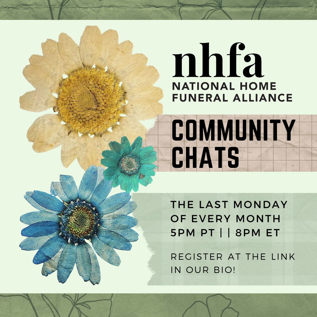 Continue getting to know and grow our deathcare community. Join us for our next NHFA Community Chat on Monday, March 27th from 8pm ET | 5pm PT! bit.ly/NHFAchat